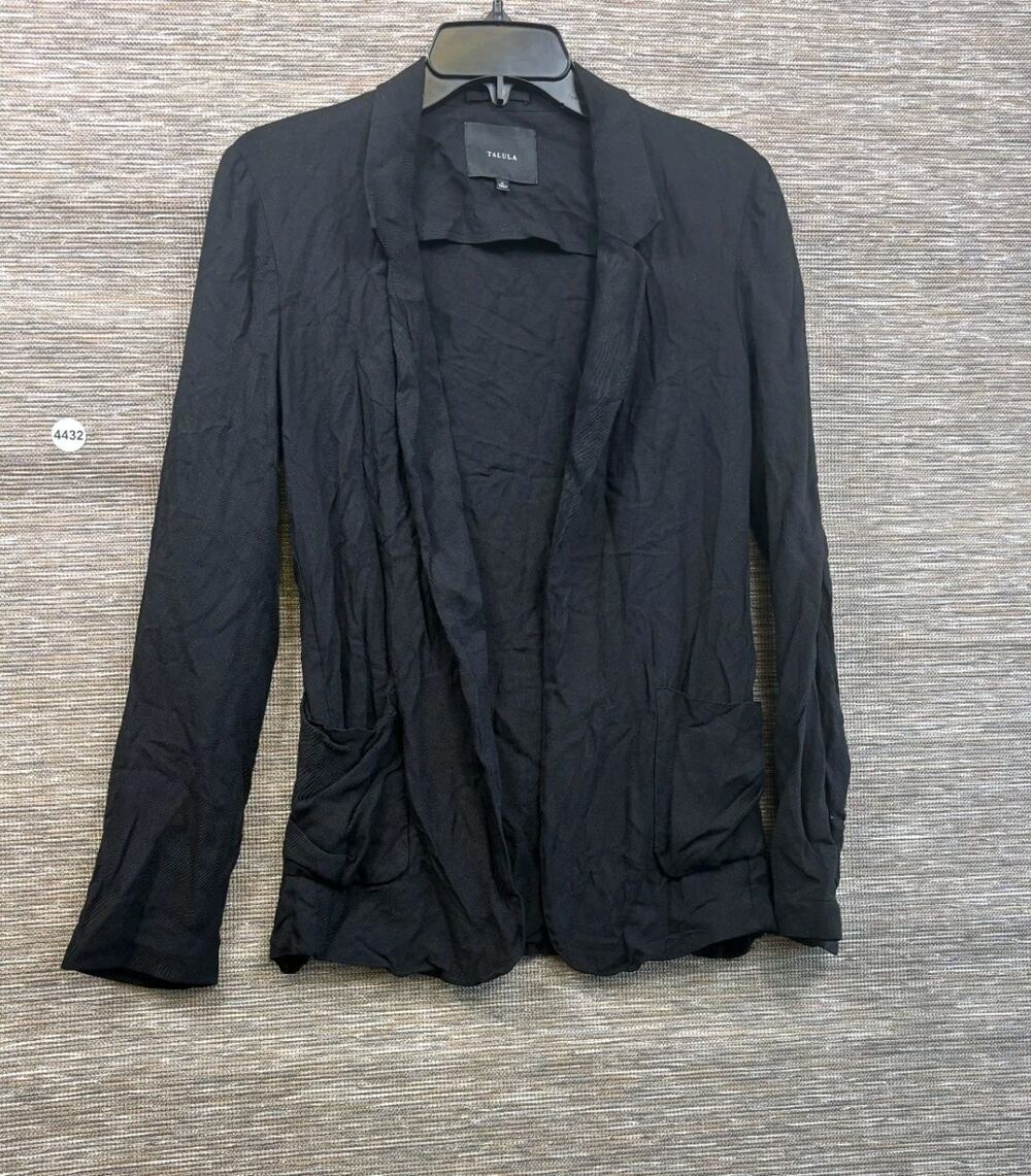 Aritzia Talula Open Front Cardigan Sweater Womens Size 4 Black Long Sleeve